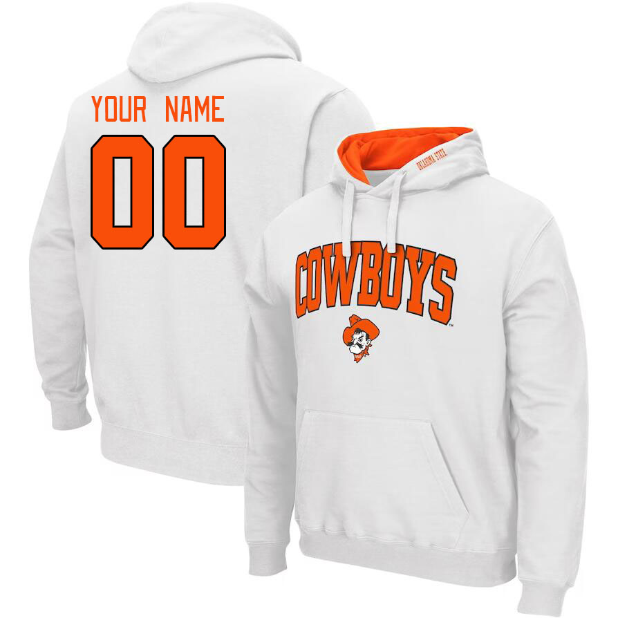 Custom Oklahoma State Cowboys Name And Number College Hoodie-White - Click Image to Close